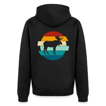 Retro Elch Vintage Elch Geschenk - Unisex Premium Bio Zip Hoodie - Schwarz - Hinten - Nico (187cm)
