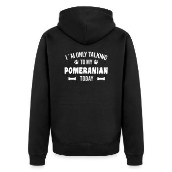 Zwergspitz Pomeranian Hund Hundehalterin Geschenk - Unisex Premium Bio Zip Hoodie - Schwarz - Hinten - Nico (187cm)