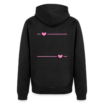 Linie Herz Strich Ornament - Unisex Premium Bio Zip Hoodie - Schwarz - Hinten - Nico (187cm)