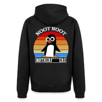 Noot Noot Pingu Meme Motherf - Unisex Premium Bio Zip Hoodie - Schwarz - Hinten - Nico (187cm)