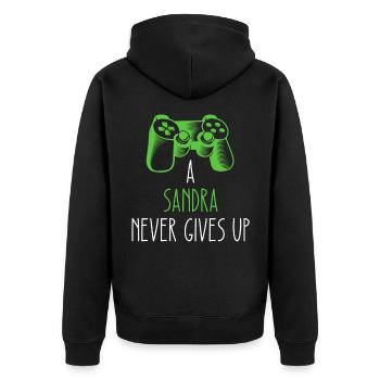 Une Sandra n’abandonne jamais - Gaming Name Gamer - Veste à capuche bio Premium Unisexe - noir - Dos - Nico (187cm)