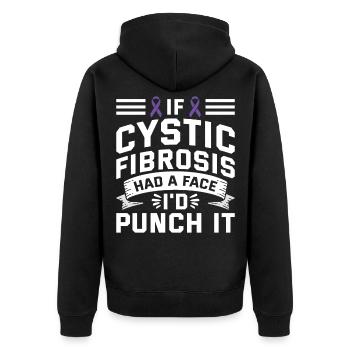 Wenn Mukoviszidose Ein Gesichtsloch Hätte - Unisex Premium Bio Zip Hoodie - Schwarz - Hinten - Nico (187cm)