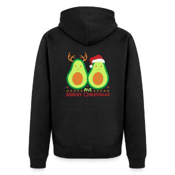 Christmas Avocado Vegan Gift - Unisex Premium Organic Zip Hoodie - black - Back - Nico (187cm)