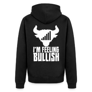 I'm Feeling Bullish 5 - Unisex Premium Organic Zip Hoodie - black - Back - Nico (187cm)