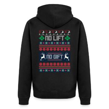 No Lift No Gift Fitness Weihnachten Geschenk Gym - Unisex Premium Bio Zip Hoodie - Schwarz - Hinten - Nico (187cm)