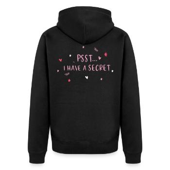 Psst... I have a secret - pregnancy - Unisex Premium Organic Zip Hoodie - black - Back - Nico (187cm)
