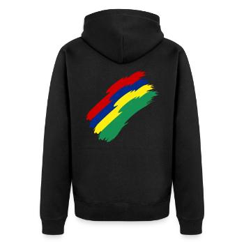 Mauritius Flag Colors - Unisex Premium Organic Zip Hoodie - black - Back - Nico (187cm)