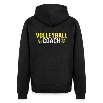 Volleyball Coach Lustig Volleyballer Trainer Team - Unisex Premium Bio Zip Hoodie - Schwarz - Hinten - Nico (187cm)
