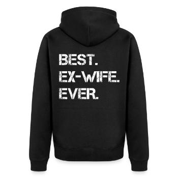 Beste Ex-Ehefrau Aller Zeiten - Scheidung Party - Unisex Premium Bio Zip Hoodie - Schwarz - Hinten - Nico (187cm)