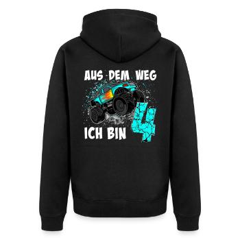 4. Geburtstag Monstertruck - Unisex Premium Bio Zip Hoodie - Schwarz - Hinten - Nico (187cm)