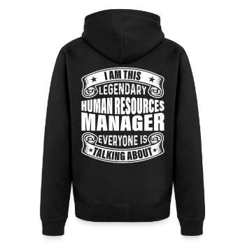 Legendärer HR-Manager In Aller Munde - Unisex Premium Bio Zip Hoodie - Schwarz - Hinten - Nico (187cm)