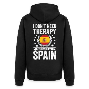 Ich Brauche Keine Therapie, Einfach Nur Spanien - Unisex Premium Bio Zip Hoodie - Schwarz - Hinten - Nico (187cm)