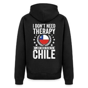 I don't need therapy, just go to Chile - Unisex Premium Organic Zip Hoodie - black - Back - Nico (187cm)