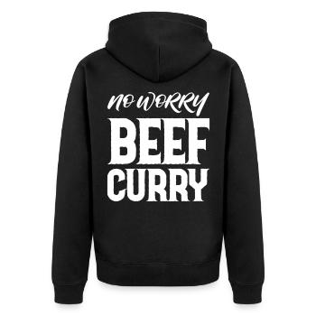 No Worry Beef Curry 3 - Unisex Premium Organic Zip Hoodie - black - Back - Nico (187cm)