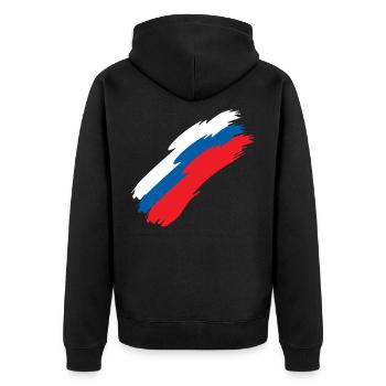 Slovenia - Unisex Premium Organic Zip Hoodie - black - Back - Nico (187cm)
