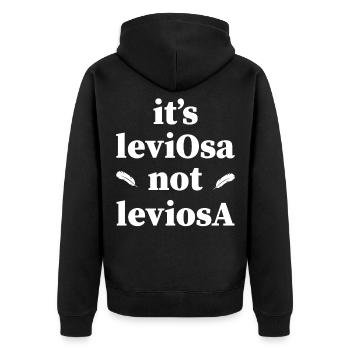 Magischer Zauberspruch - Es Ist Leviosa, Nicht - Unisex Premium Bio Zip Hoodie - Schwarz - Hinten - Nico (187cm)
