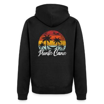 Punta Cana - Dominican Republic Souvenir Retro - Unisex Premium Organic Zip Hoodie - black - Back - Nico (187cm)