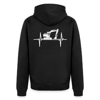 Bagger Herzschlag Baggerfahrer EKG Baustelle - Unisex Premium Bio Zip Hoodie - Schwarz - Hinten - Nico (187cm)