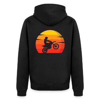 Motocross Retro Sunset Silhouette Motocross - Veste à capuche bio Premium Unisexe - noir - Dos - Nico (187cm)