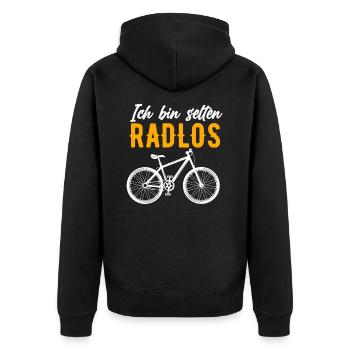 Ich Bin Selten Radlos - Fahrrad - Unisex Premium Bio Zip Hoodie - Schwarz - Hinten - Nico (187cm)