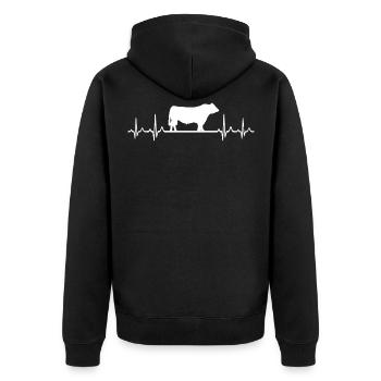 Pouls ECG cardiaque - Black Angus - Veste à capuche bio Premium Unisexe - noir - Dos - Nico (187cm)