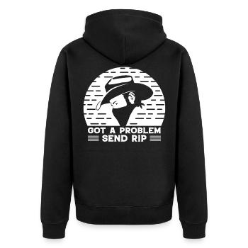 Have a problem Send Rip - Cowboy - Unisex Premium Organic Zip Hoodie - black - Back - Nico (187cm)