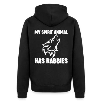 My Spirit Animal Has Rabies 4 - Unisex Premium Bio Zip Hoodie - Schwarz - Hinten - Nico (187cm)