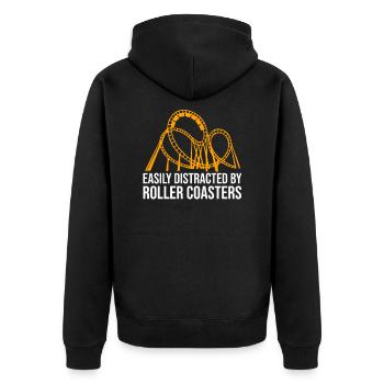 Freizeitpark Spruch für einen Achterbahn Fan - Unisex Premium Bio Zip Hoodie - Schwarz - Hinten - Nico (187cm)