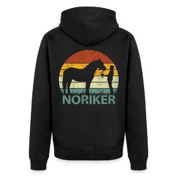Noriker Pferd Retro Vintage - Unisex Premium Bio Zip Hoodie - Schwarz - Hinten - Nico (187cm)