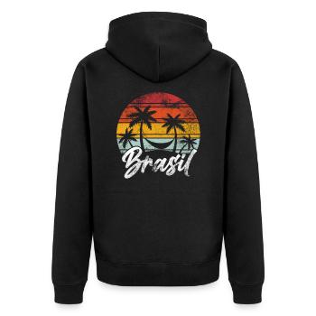 Brazil - Unisex Premium Organic Zip Hoodie - black - Back - Nico (187cm)
