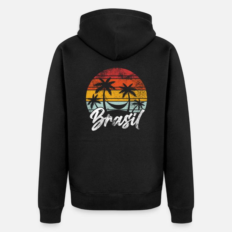 Brasilien - Unisex Premium Bio Zip Hoodie - Schwarz