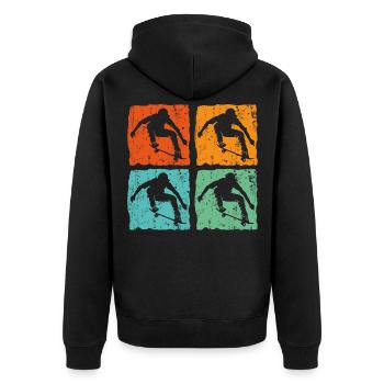 Vintage Retro Skateboard Skateboard Cadeau - Veste à capuche bio Premium Unisexe - noir - Dos - Nico (187cm)