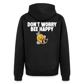 Don't Worry Bee Happy 4 - Unisex Premium Organic Zip Hoodie - black - Back - Nico (187cm)