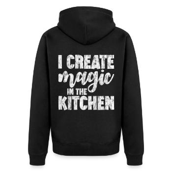 I Create Magic In The Kitchen 4 - Unisex Premium Organic Zip Hoodie - black - Back - Nico (187cm)