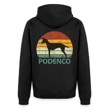 Podenco Greyhound Canario Vintage Retro - Unisex Premium Organic Zip Hoodie - black - Back - Nico (187cm)