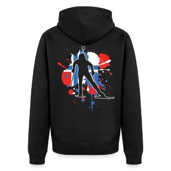 Norvège Drapeau Biathloniste - Biathlon - Veste à capuche bio Premium Unisexe - noir - Dos - Nico (187cm)