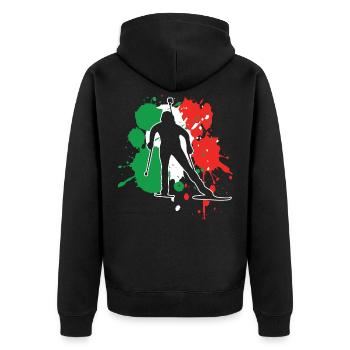 Drapeau de l’Italie Biathloniste - Biathlon - Veste à capuche bio Premium Unisexe - noir - Dos - Nico (187cm)