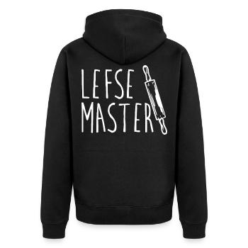 Lefse Master 8 - Unisex Premium Organic Zip Hoodie - black - Back - Nico (187cm)