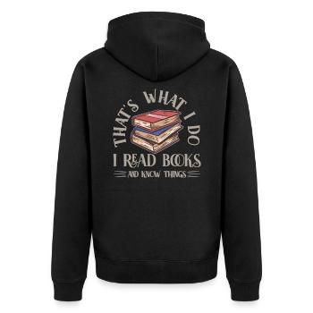 Books Bookworm Bookworm Read Book - Unisex Premium Organic Zip Hoodie - black - Back - Nico (187cm)