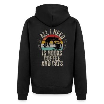 Books Bookworm Bookworm Read Book - Unisex Premium Organic Zip Hoodie - black - Back - Nico (187cm)
