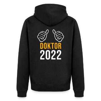 Disputation Doktor 2022 Doktortitel Abschluss - Unisex Premium Bio Zip Hoodie - Schwarz - Hinten - Nico (187cm)