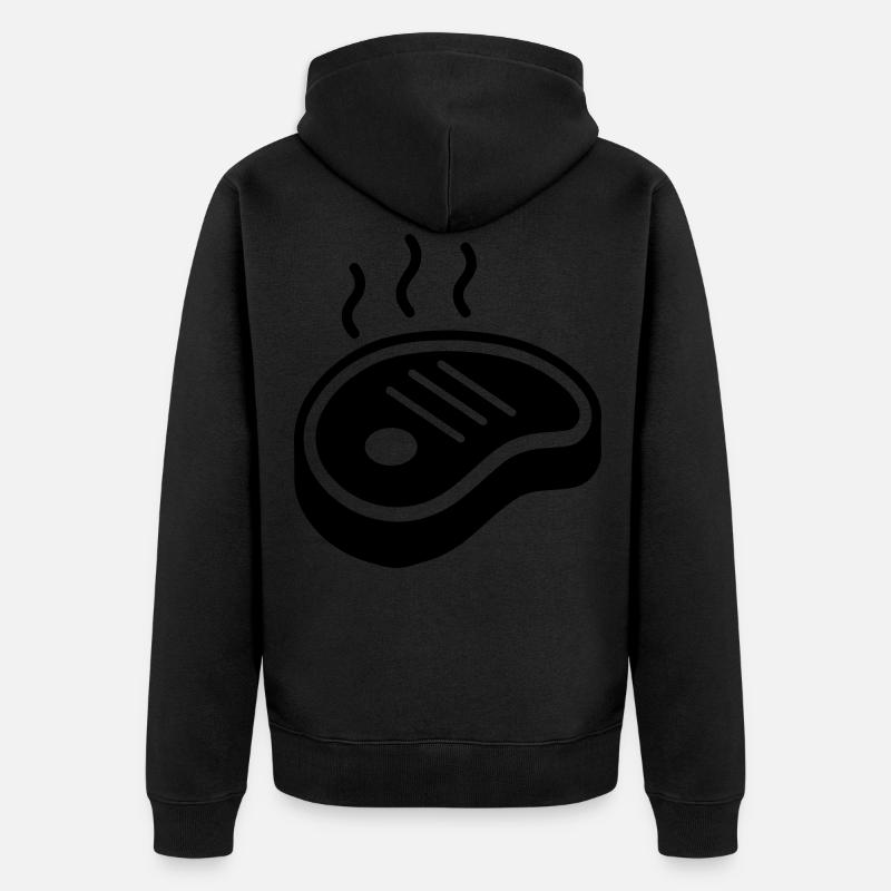 Icône de steak Silhouette - Veste à capuche bio Premium Unisexe - noir