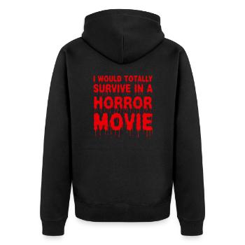 Horrorfilm Horror Halloween Gruselig Geschenk - Unisex Premium Bio Zip Hoodie - Schwarz - Hinten - Nico (187cm)