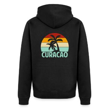 Curacao - Unisex Premium Organic Zip Hoodie - black - Back - Nico (187cm)