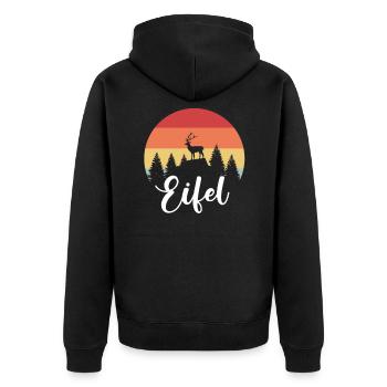 Eifelkind Eifel Motiv Eifelkinder Geschenk - Unisex Premium Bio Zip Hoodie - Schwarz - Hinten - Nico (187cm)