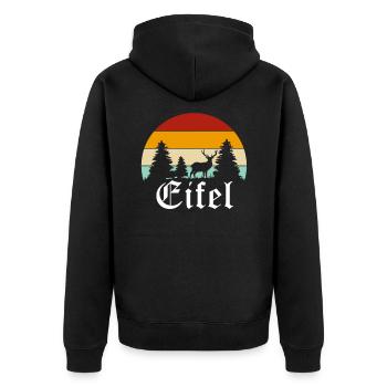 Eifel - Unisex Premium Bio Zip Hoodie - Schwarz - Hinten - Nico (187cm)