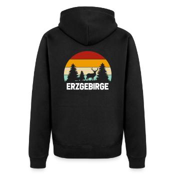 Erzgebirge meine Heimat - Unisex Premium Bio Zip Hoodie - Schwarz - Hinten - Nico (187cm)