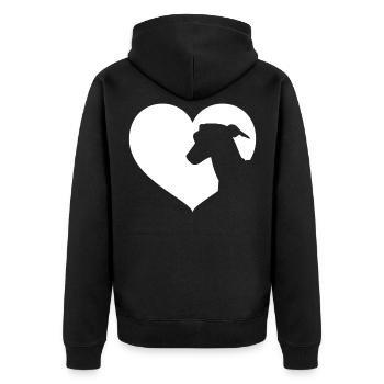 Greyhound Dog Heart Silhouette - Unisex Premium Organic Zip Hoodie - black - Back - Nico (187cm)