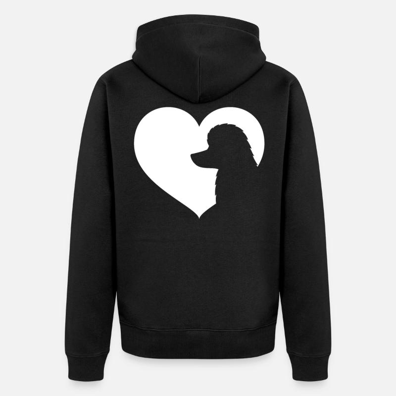Pudel-Hundeherz-Schattenbild - Pudel - Unisex Premium Bio Zip Hoodie - Schwarz