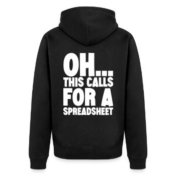 This Calls for a Spreadsheet 4 - Unisex Premium Organic Zip Hoodie - black - Back - Nico (187cm)